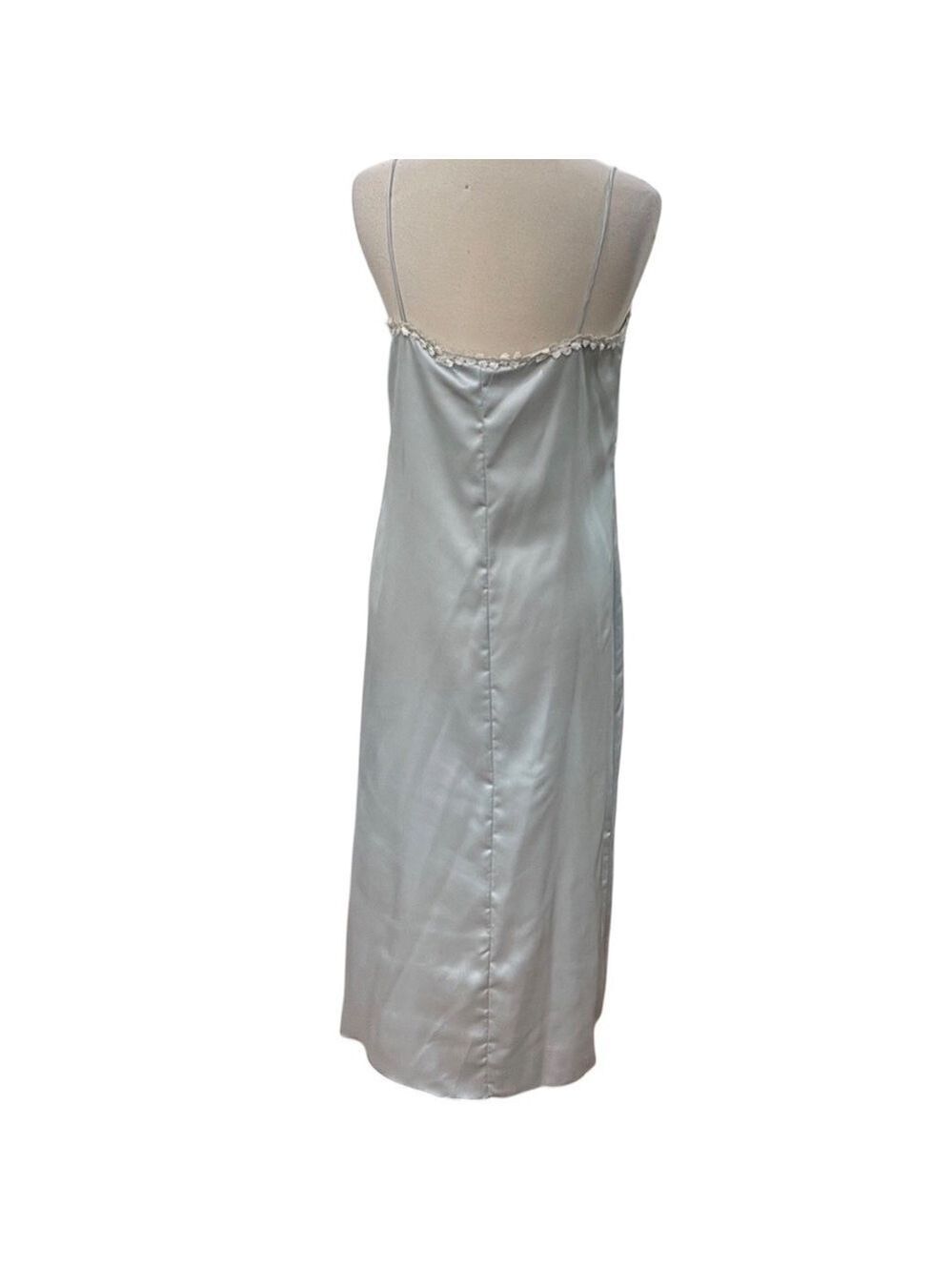 Vintage Jessica McClintock 2 Pc Sheer drop Waist Dress and Slip SZ 12 Light Blue - Picture 7 of 9